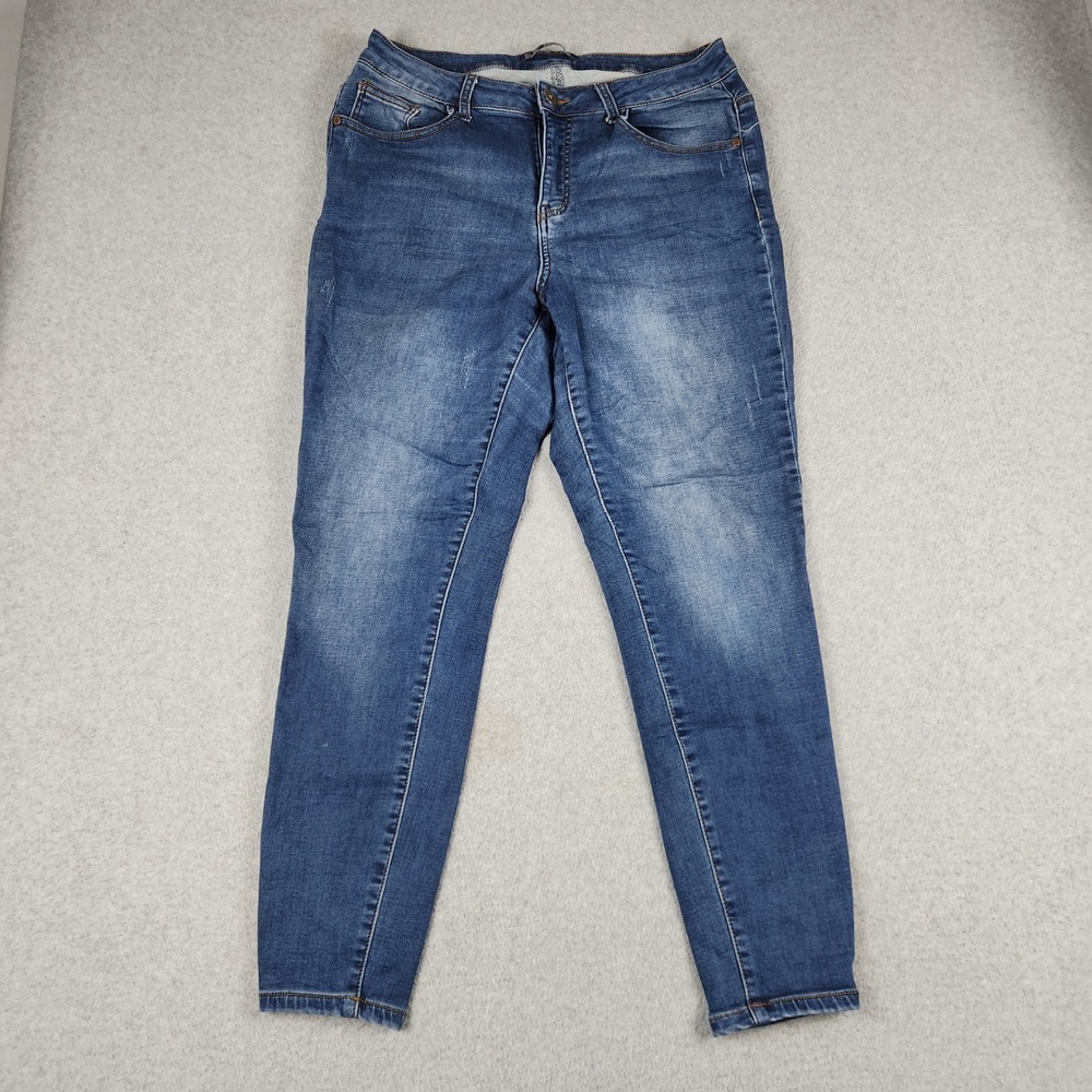 Sandpiper Jeans Womens 18W Blue Denim Cotton Medium Wash Skinny Mid Rise Stretch